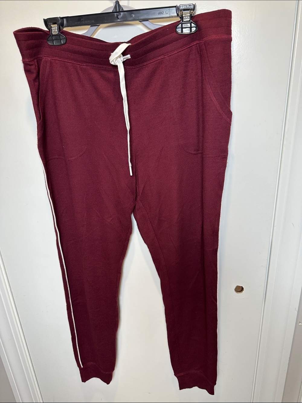 PJ Salvage Burgundy Knit Lounge Joggers with White Drawstring (17)